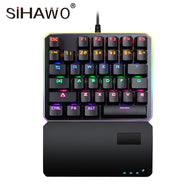 RGB Gaming Mechanical One Hand Keyboard English Blue Switch Mechanical Blue Metal Wired LED Backlit USB Anti-Ghosting for gamer